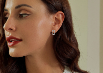 Rectangular Pavé Huggie Earrings