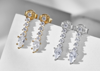 Pear Drop Line Stud Earrings