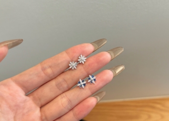 Snowflake Marquise & Round Pavé Stud Earrings