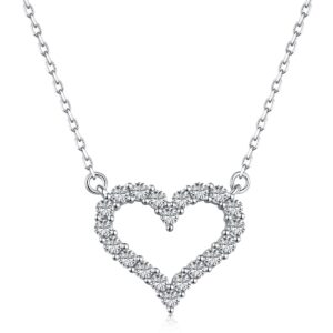 Open Heart Pendant Necklace for Women