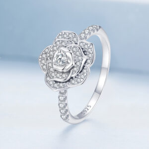 Rose Flower Silver Ring